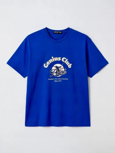 Royal blue t-shirt with Genius Club Point logo and baseball graphic