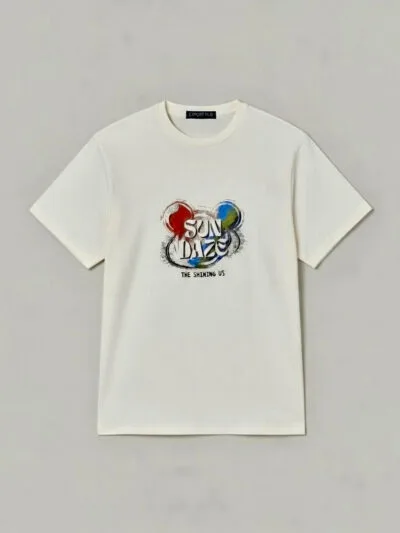 White T-shirt with 'Sun Daze' graphic and 'The Shining Us' text