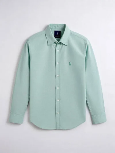 Light blue Ralph Lauren button-down shirt with green logo