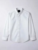 White men's dress shirt with long sleeves and button-down collar