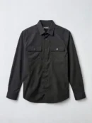 Black long sleeve button up shirt with two breast pockets