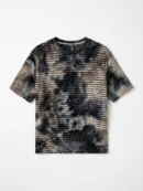 Black and beige tie-dye short sleeve t-shirt on white background