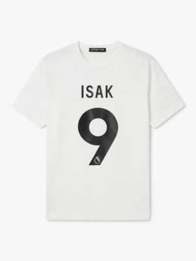 White t-shirt with ISAK 9 print on front